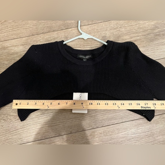 NWT Cotton Candy Large Black Long Sleeve Cut Out Crop Top - Picture 6 of 7